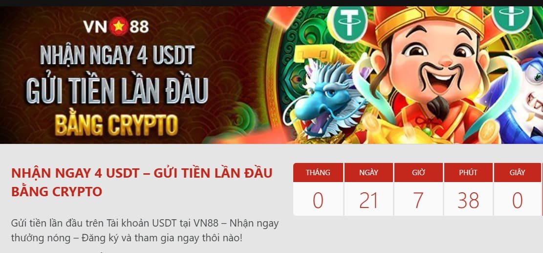 Nhận ngay thưởng lớn khi nạp tiền lần đầu bằng USDT